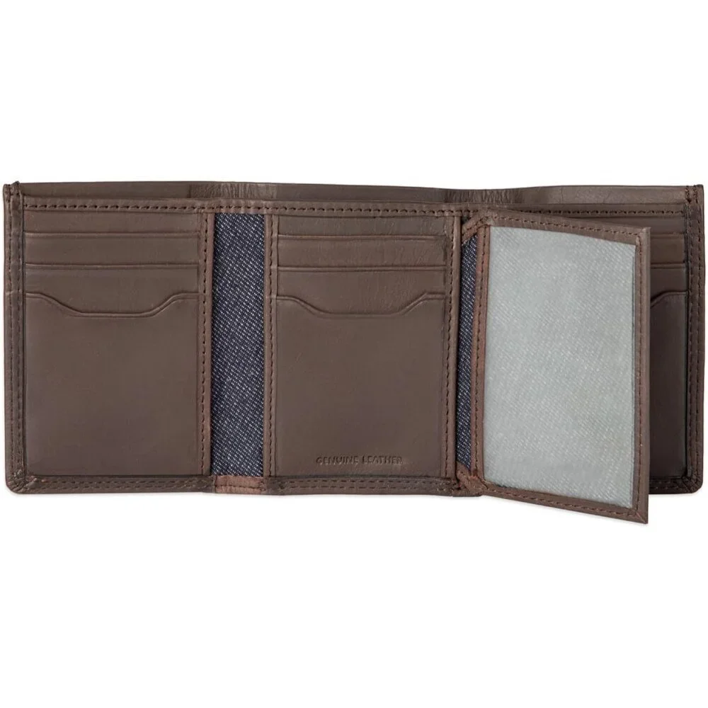 Men's Dark Brown Slim Wallet Style Includes Window Credit Card Holder Designed